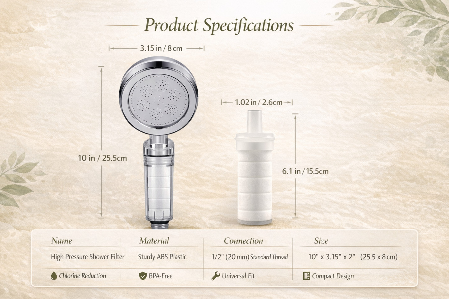 VeraEssent VeraDrop Filtered Shower Head
